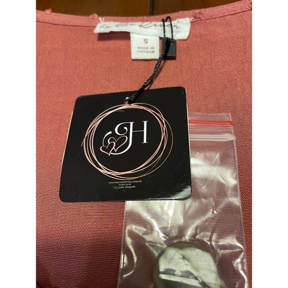 NWT By The River Sienna Dot Dress Small,  short 3/4 sleeve buttons Boutique - Picture 3 of 12